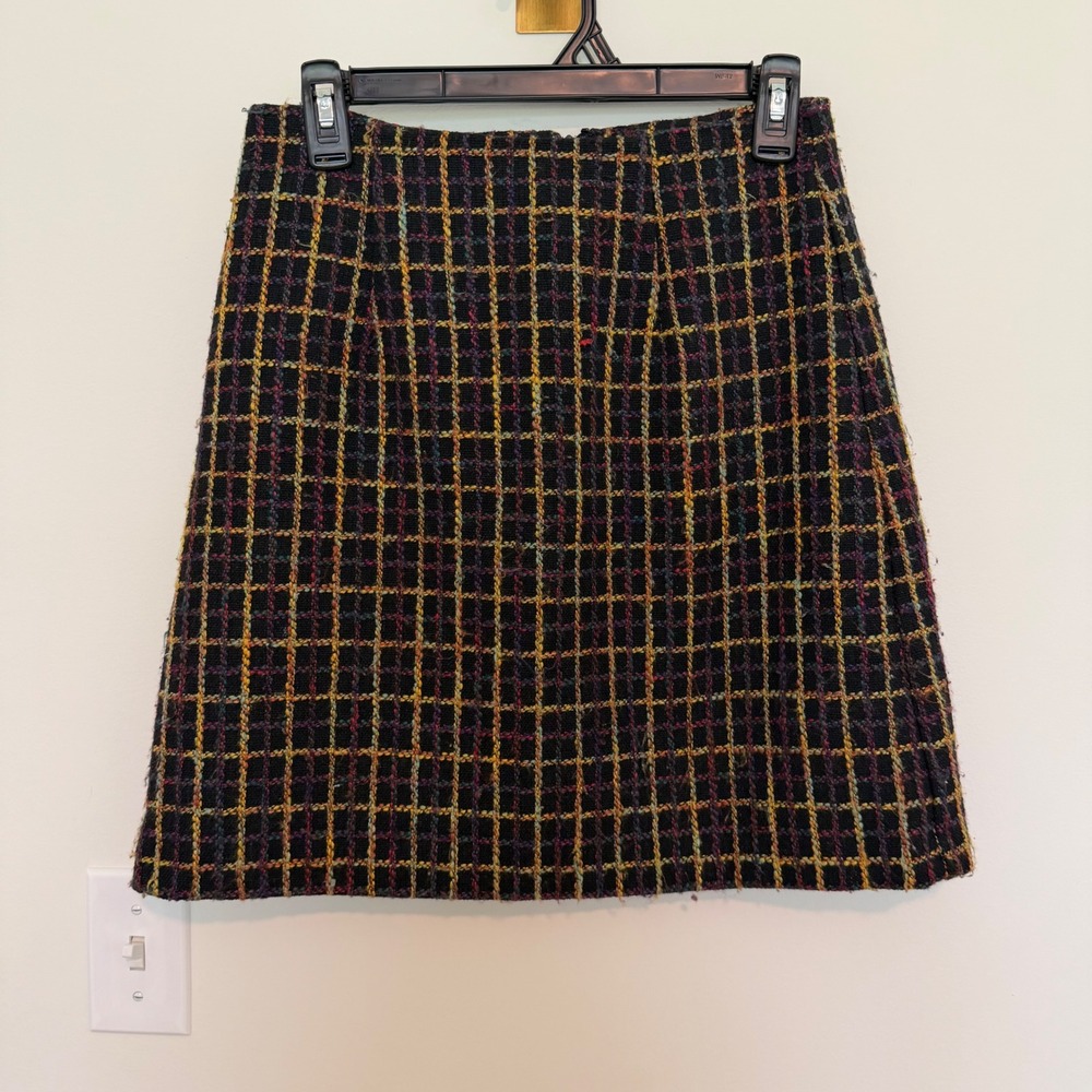 Hutch Womens XS‎ Multicolor Tweed Windowpane Plaid A-Line Mini Skirt